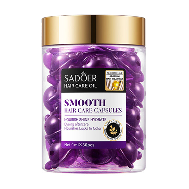 Відновлювальні капсули для волосся Sadoer Argan Oil Lavender Smooth Hair Care Capsules з аргановою та лавандовою оліями, 30*1 мл